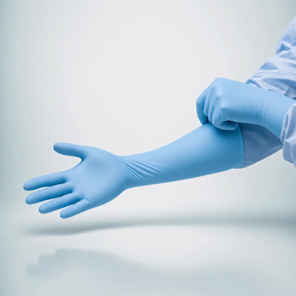 Food-grade powder-free blue nitrile gloves for food processing and packaging lines, PharmShield